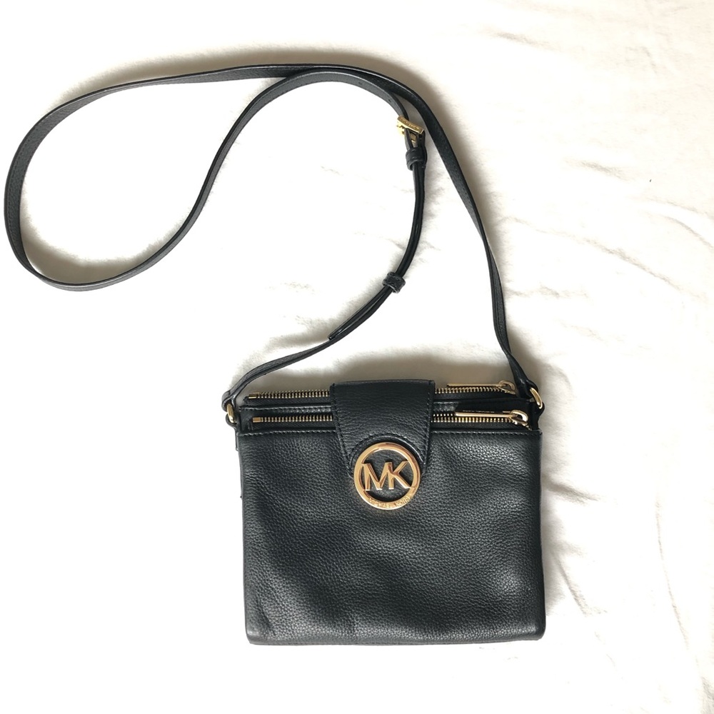 MICHAEL KORS black small leather crossbody bag